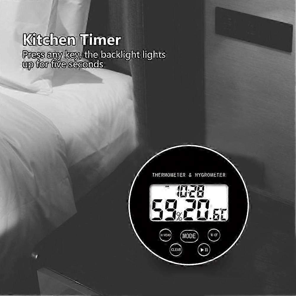 Multifunctional Digital Timer Thermometer & Hygrometer for Kitchen - Black Kitchen Gadget for Accurate Cooking & Household Use