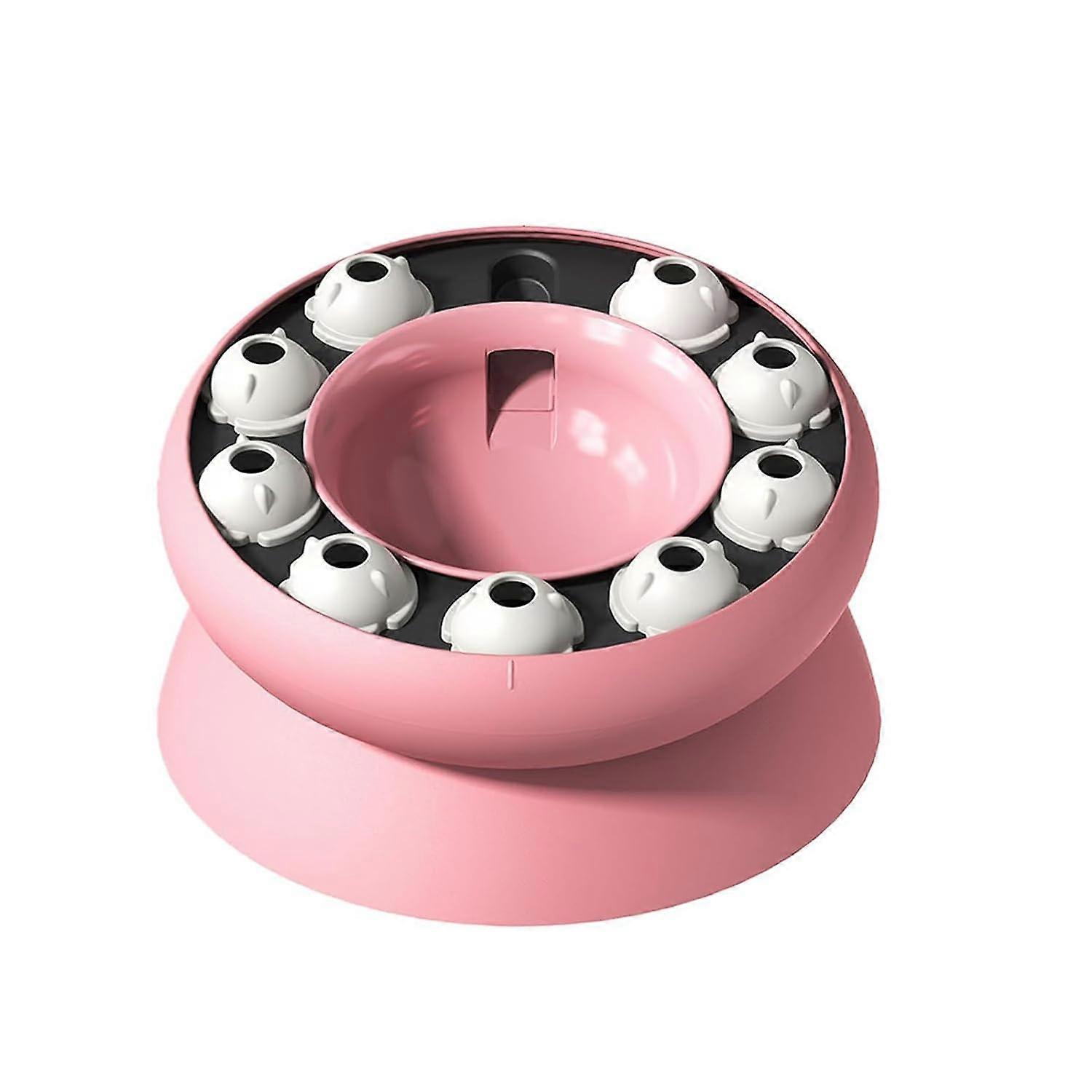 Slow Feeder Bowl For Cats Rotating Pink Durable For Slow Eaters Cat And Dog Compatible