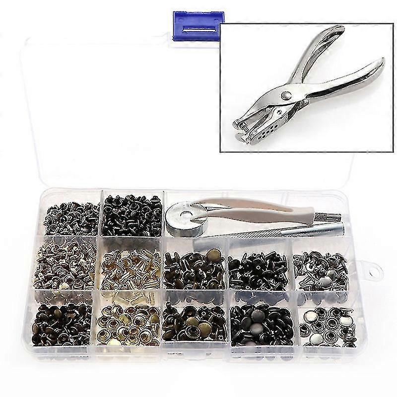 240-Piece Leather Rivets Set  Double Cap Tubular Studs in 2 Sizes