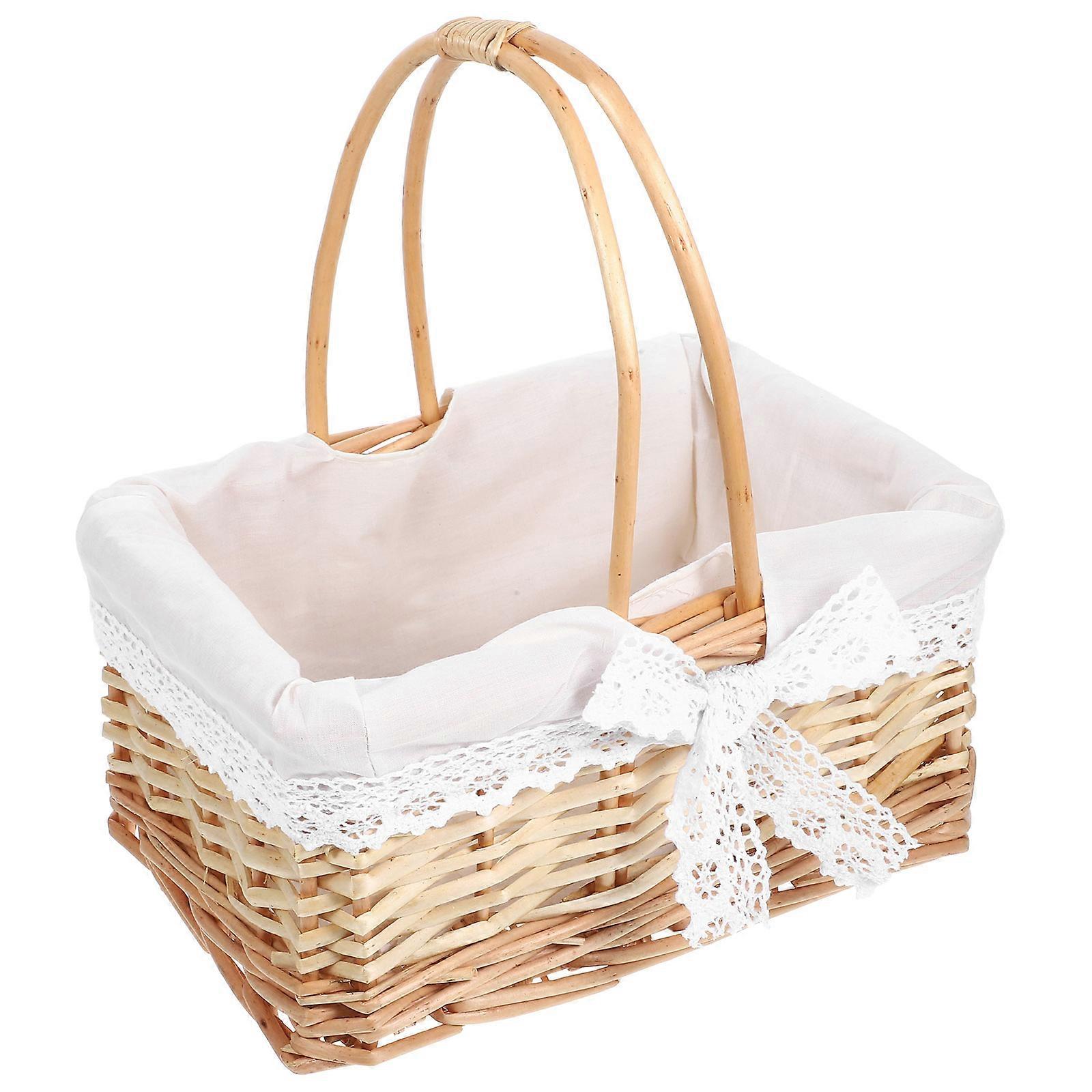 סל בטן ארוג ביד ערבה לאחסון רב צבעים בטוח נוח לשימוש חוזר 12 x 8.5 x 6 אינץ'