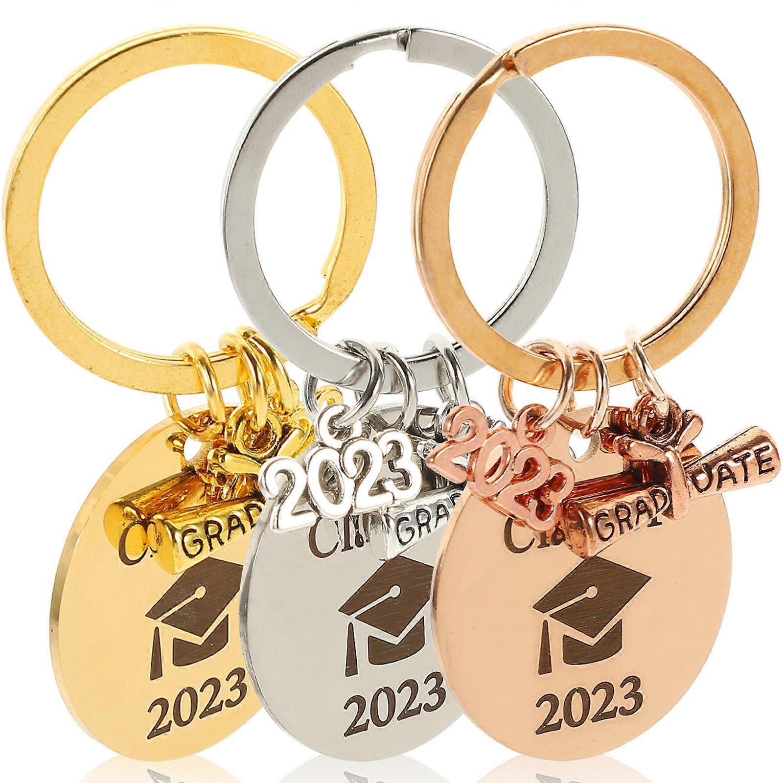 Bag Hanging Decor Graduation Keychain 2023 Assorted Color Simple 3Pcs