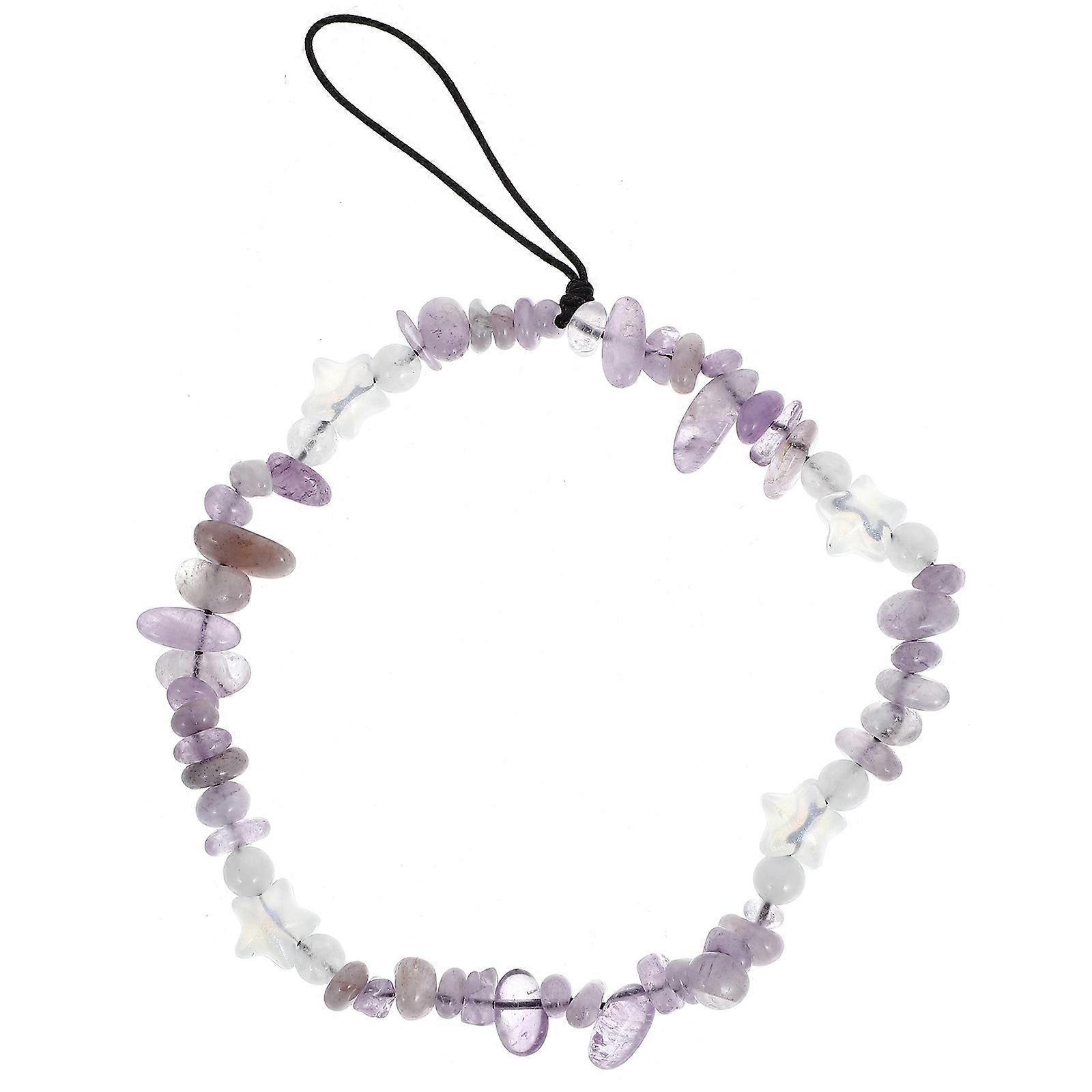 Crystal Beaded Phone Charm Chain For Everyday Use Women In Purple 1Set