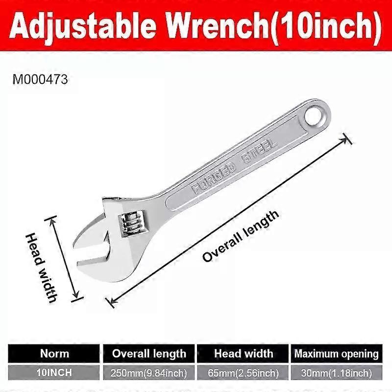 Adjustable Wrench Large Opening Long Handle Universal Spanner Hand Repair Tools for Mechanical Workshop CR-V Steel Multi-P