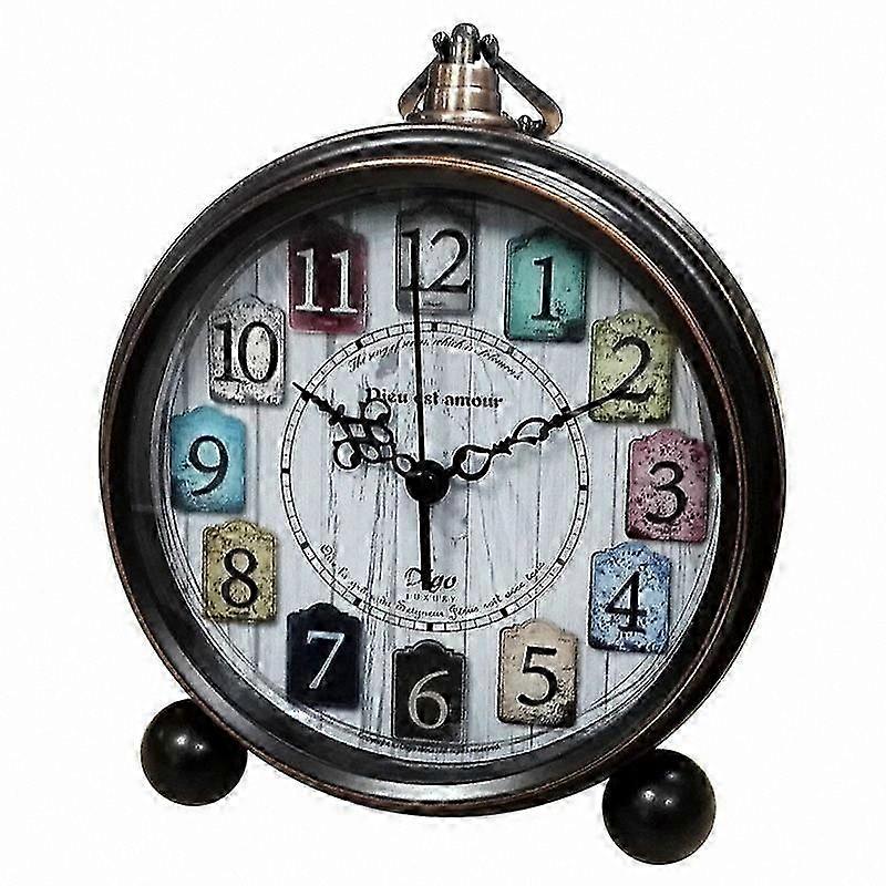 5-Inch Retro Style Alarm Clock, Silent Non-Ticking Metal Vintage Quartz Clock, Battery-Powered Loud Wake-Up Alarm for Table, Desk, or Shelf Use