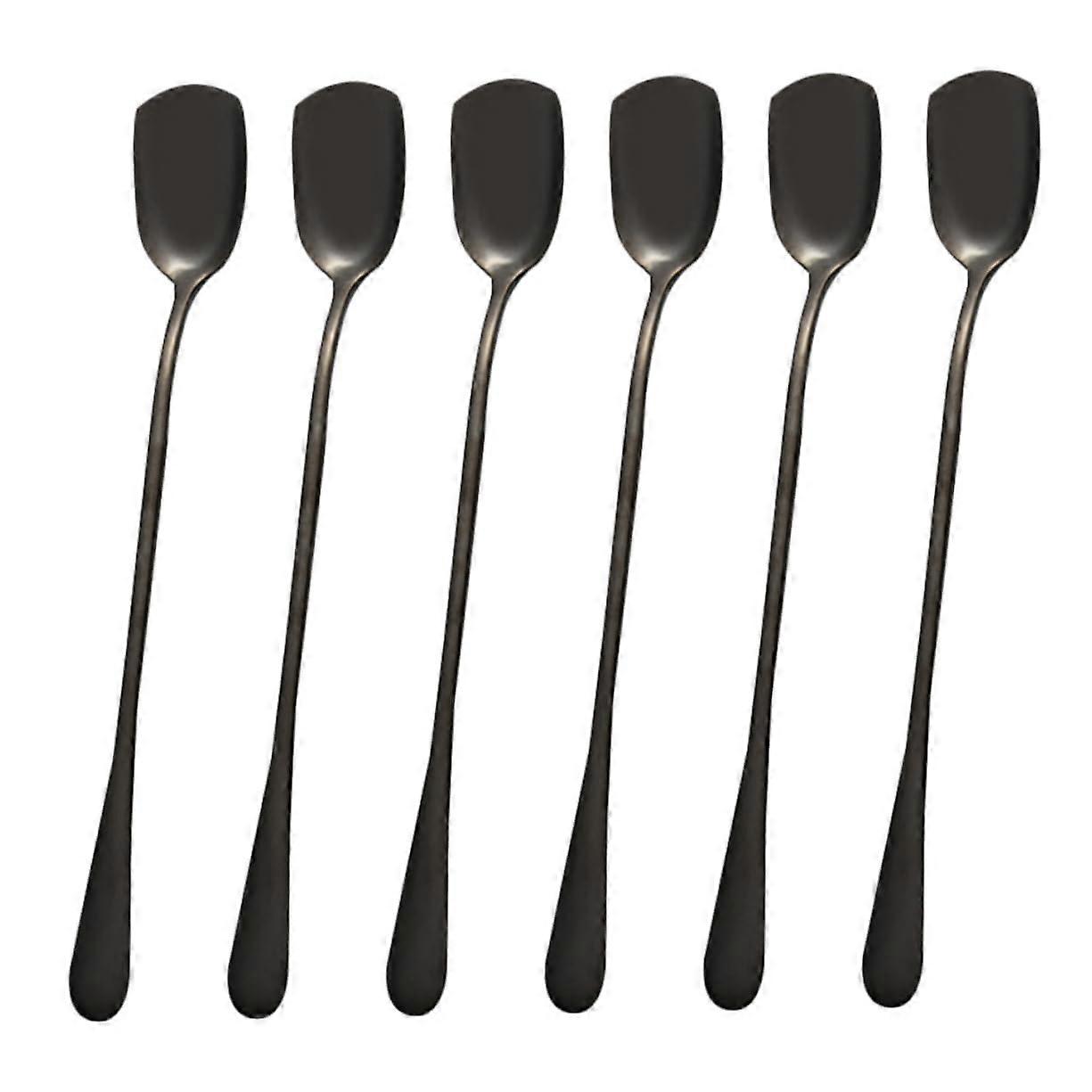 Stainless Steel Cocktail Mixing Spoons Set of 6 with Handle for Large Drinking Glasses