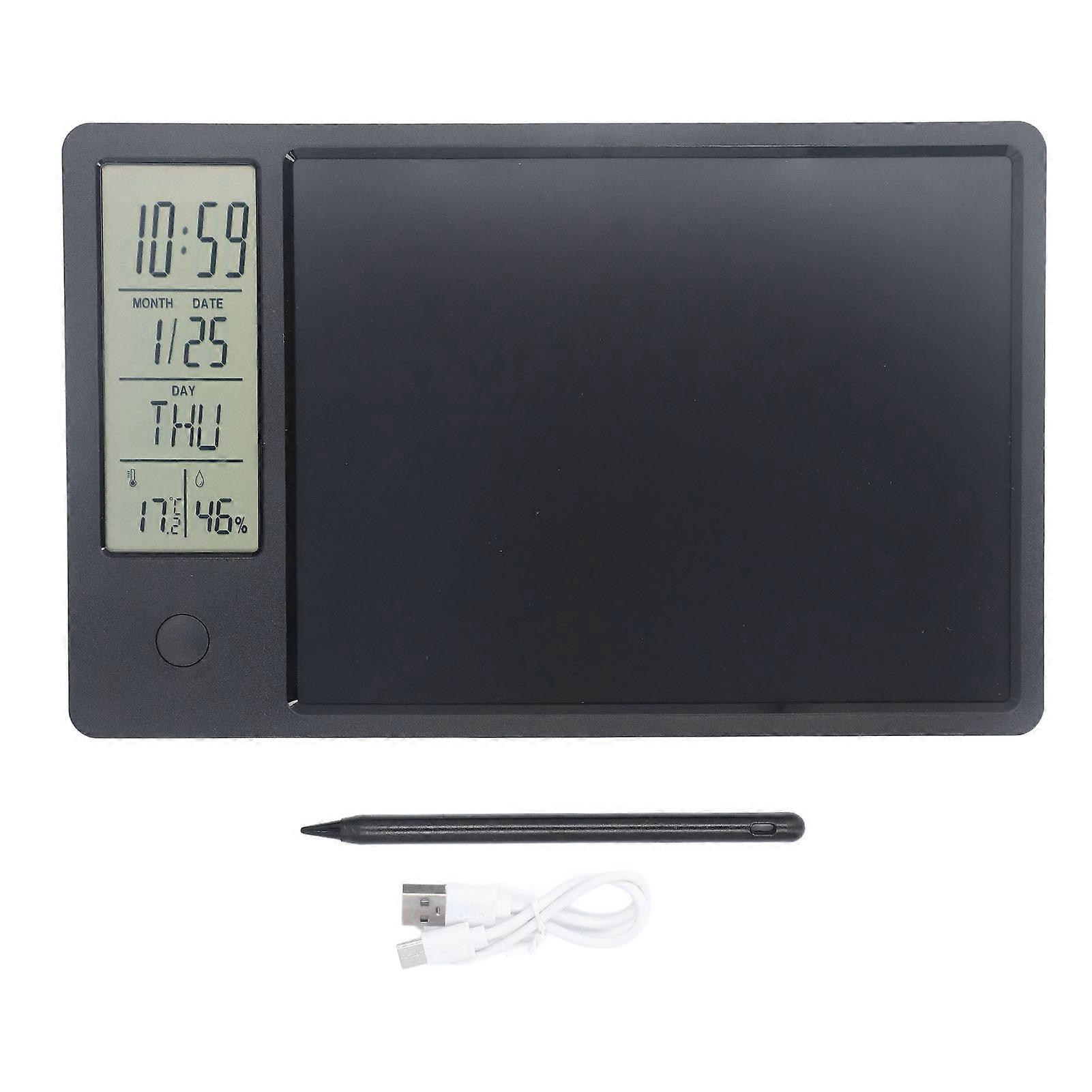 Electronic Calendar Writing Board Multi Functional Lightweight Electronic Calendar with Notepad for Office Black