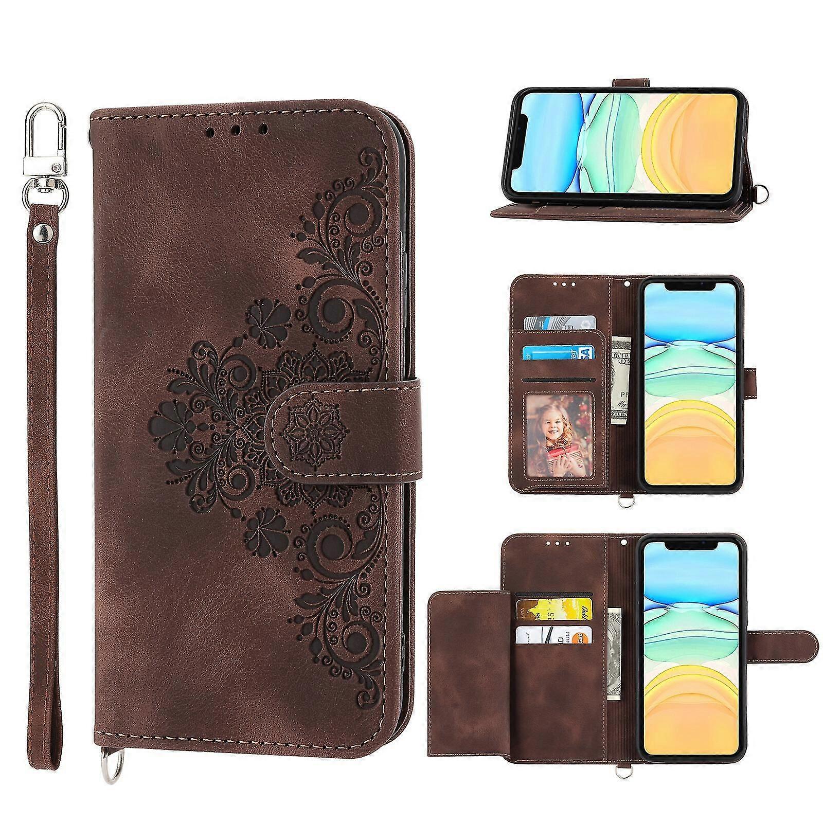 For iPhone 12 Mini Case, Leather Wallet Flip Case With Strap