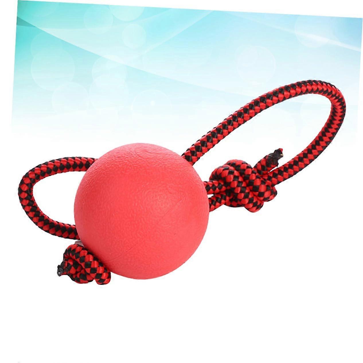 Durable Molar Ball for Dogs - Interactive Rubber Chew Toy with Rope, Promotes Dental Care, Random Color