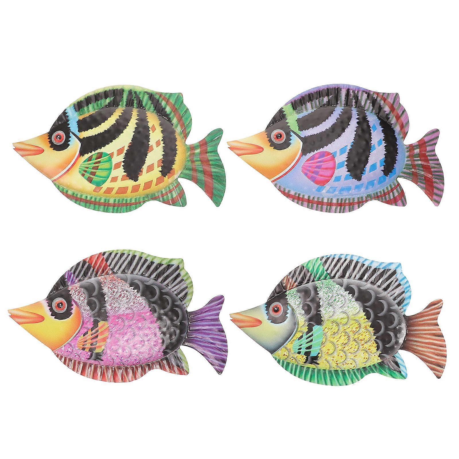 Lovely Fish Shape 4Pcs Iron Craft Wall Hanging Decor Assorted Color Simple Design Suitable For Homeowners And Friends In Various Occasions