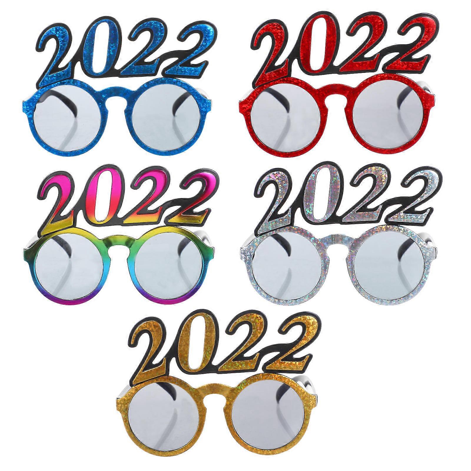 5Set New Year Party Glasses Assorted Color Funny Shape Suitable For Creating Unique Photos At Parties And Events