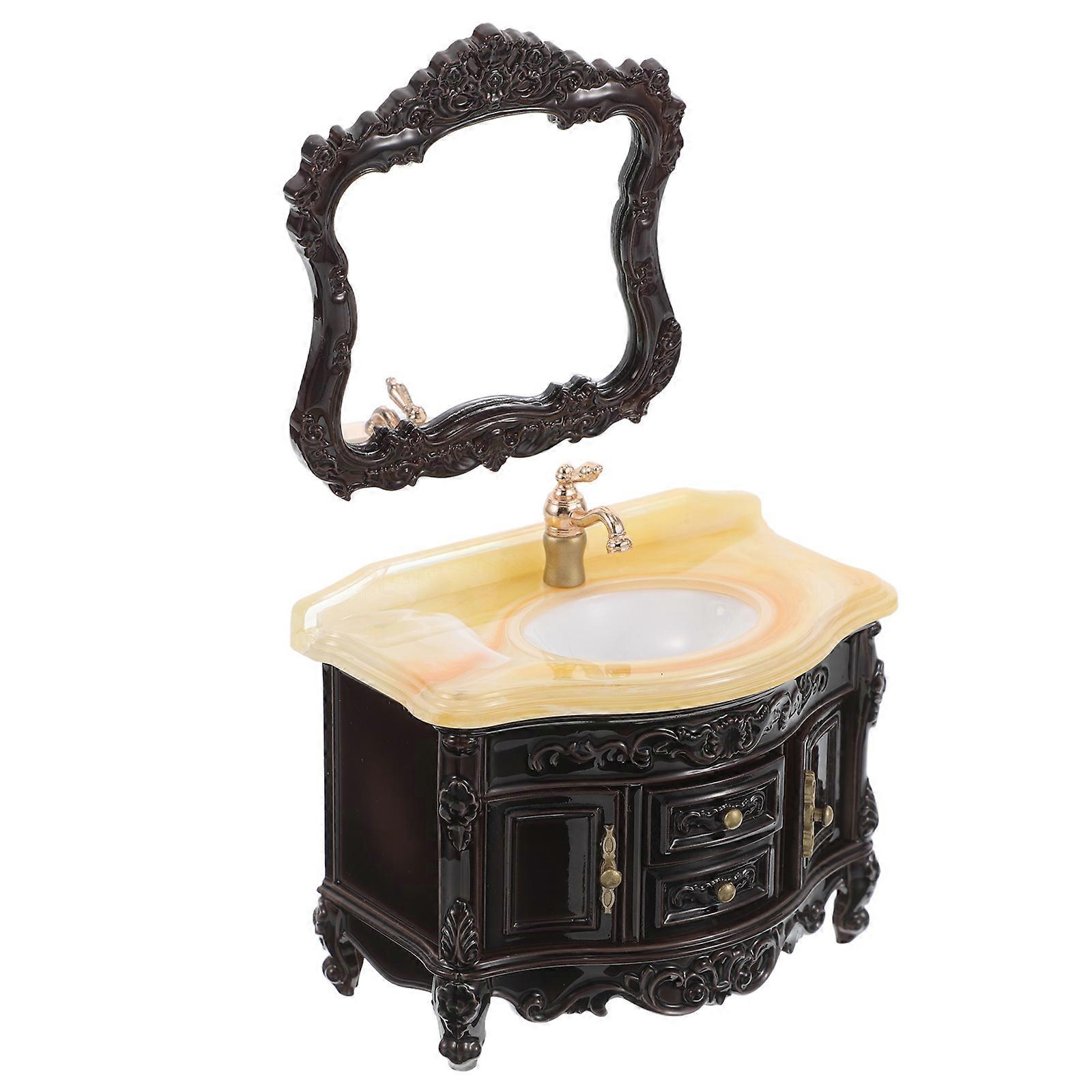 Functional Bathroom Miniature Furniture Ornament Sink Counter Decor For Home Environment Simulation Dolls 2Pcs