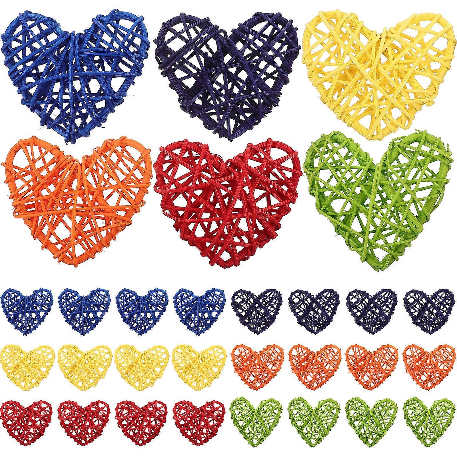 30Pcs Heart Shape Rattan Balls Hanging Decoration for DIY Craft Use
