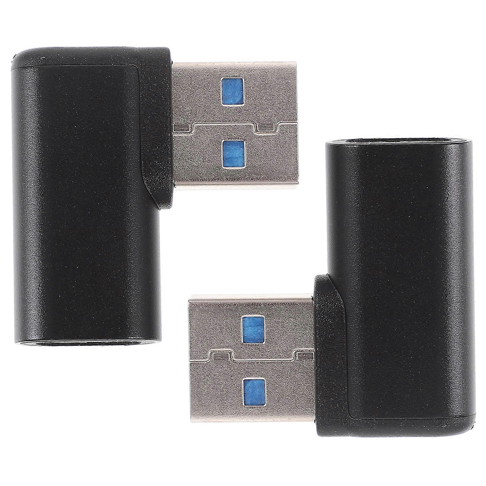 2pcs Black USB 3.0 Right Angle Male to USB-C Female Extender for Phone Crafts