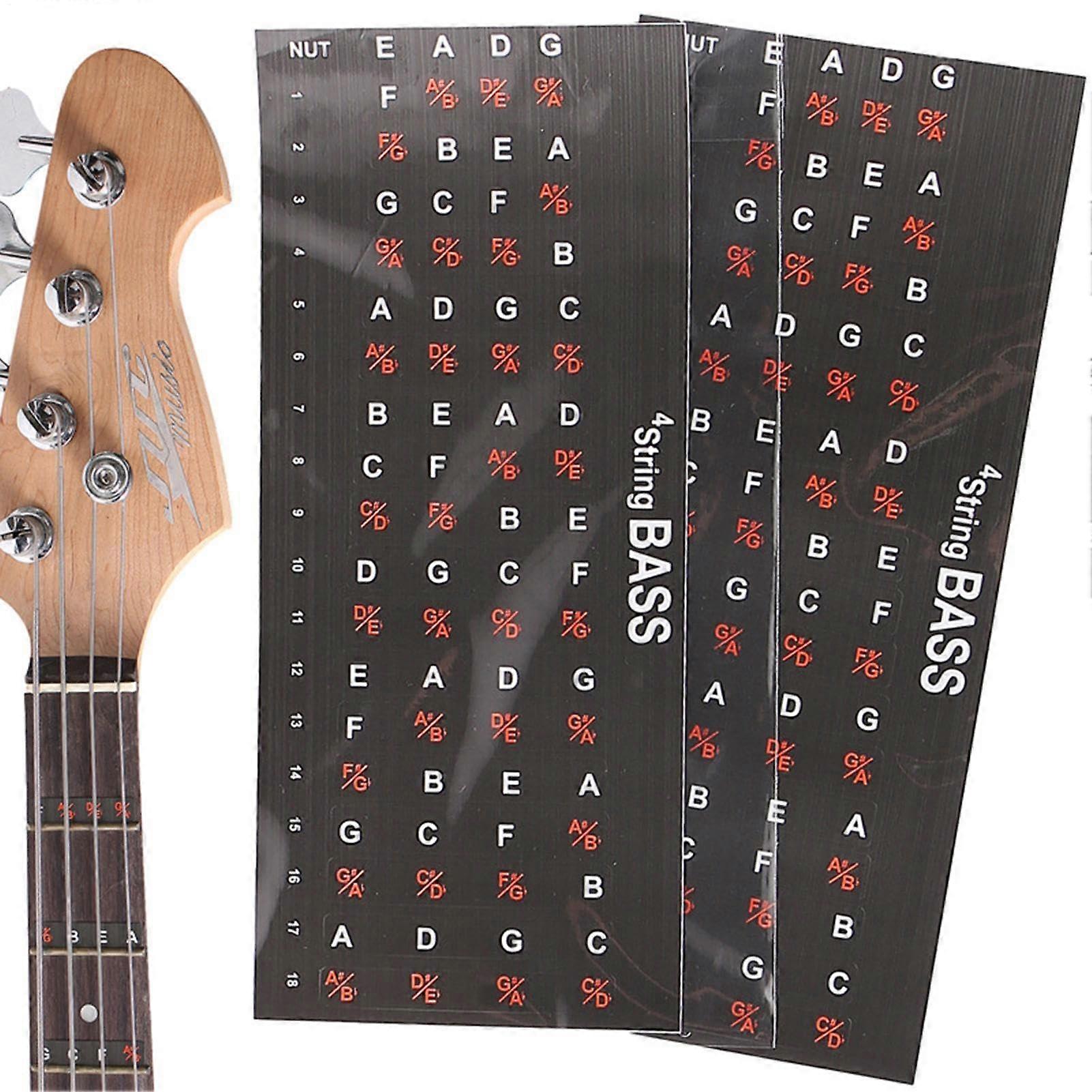 Fret Sticker Electric Guitar, Easy to Read Learning for Beginners 4 strings