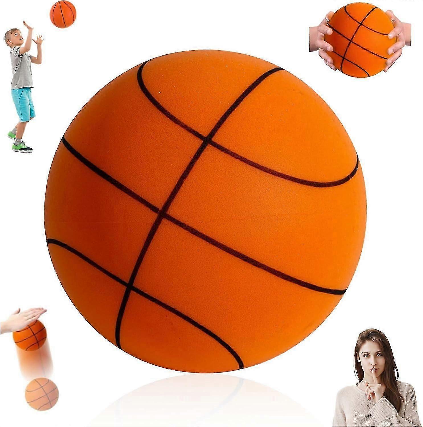 Ballon de basket-ball silencieux, basket-ball silencieux pour les enfants, basket-ball d’entraînement en mousse haute densité, pour jouer à l’intérieur, à l’extérieur, (n ° 7, orange)