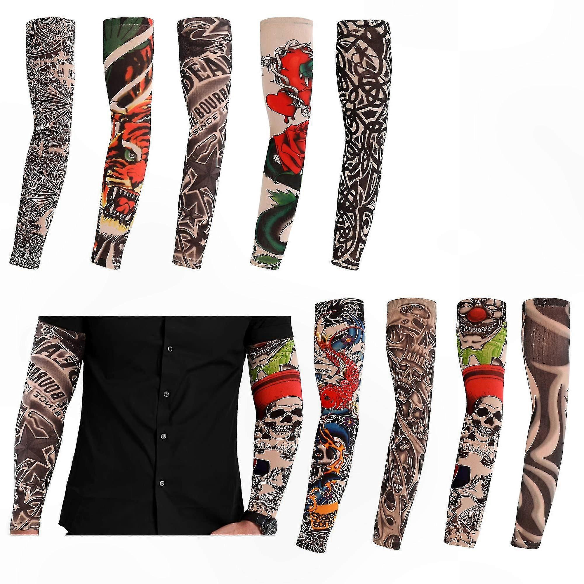 Random Style Temporary Tattoo Arm Sleeves Unisex Nylon Stocking Design