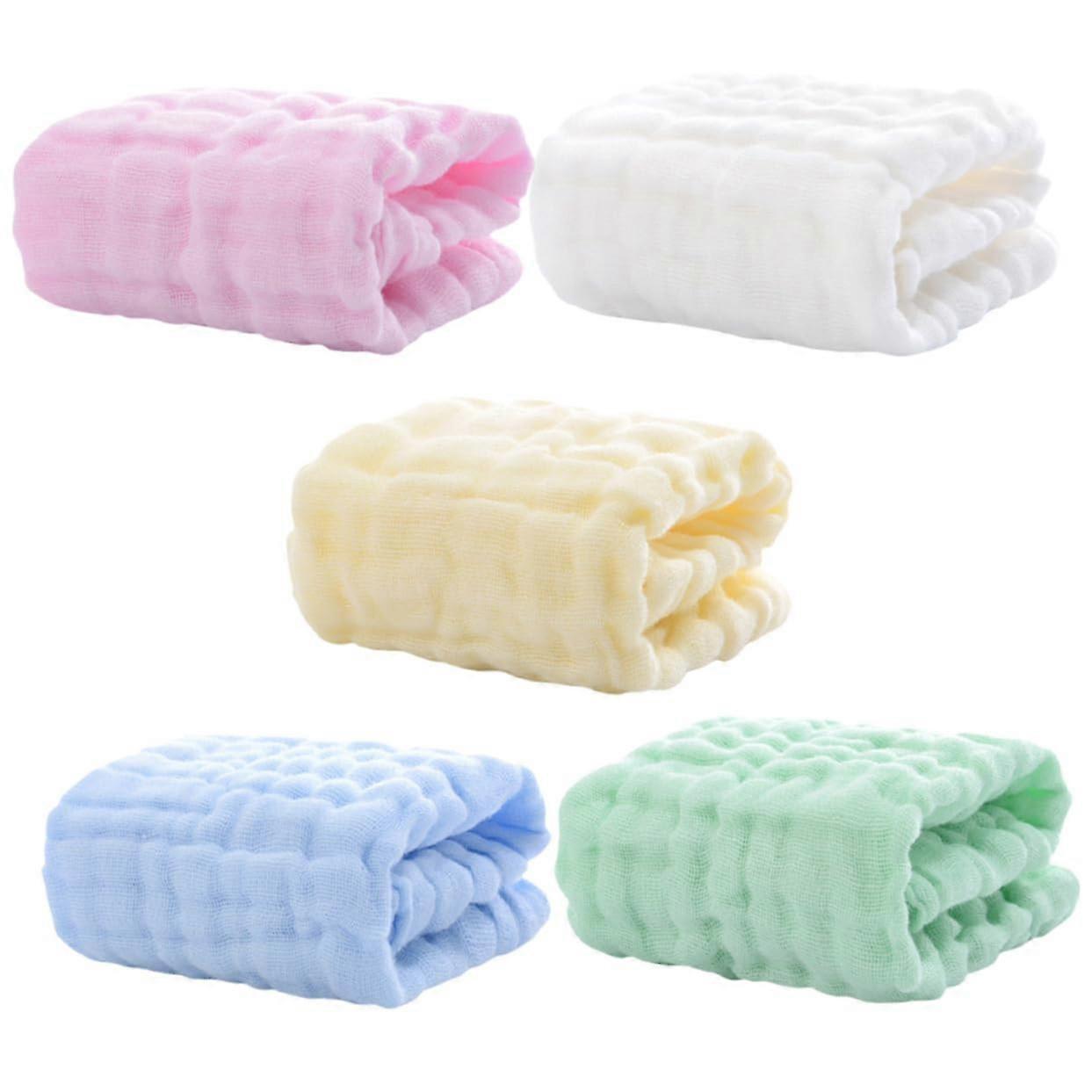 5Pcs Cotton Towels Soft Absorbent Multi-Layer Burp Cloths for Newborns Baby Showers and Special Occasions