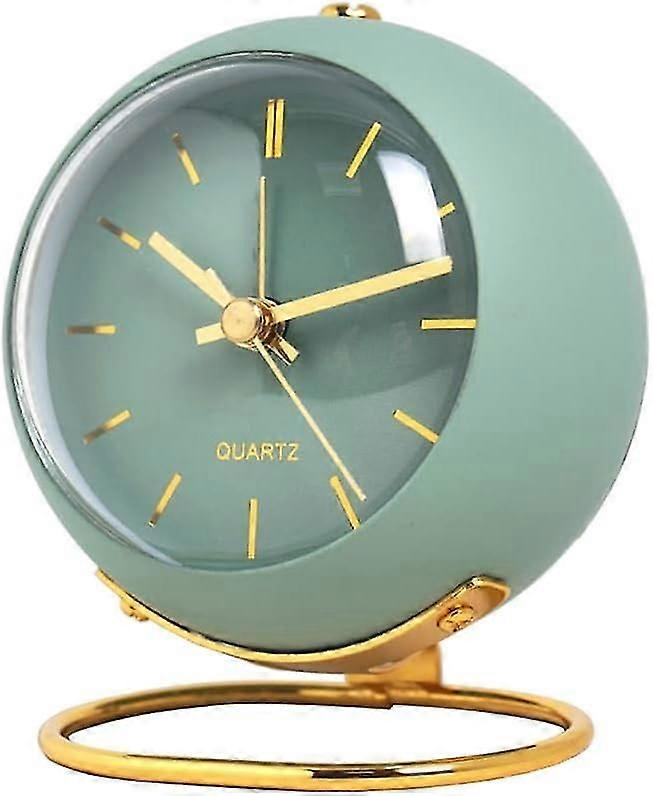 (Grün) Relogeuhr Analoger Wecker mit Lichtern, kleiner Retro-Stummwecker Nachttisch-Student Alar