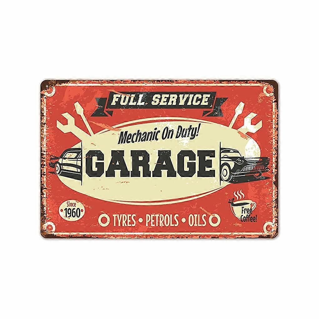 Garage Full Service Mechanic ON Duty Retro Vintage Tin Sign, 12 x 8 Inches