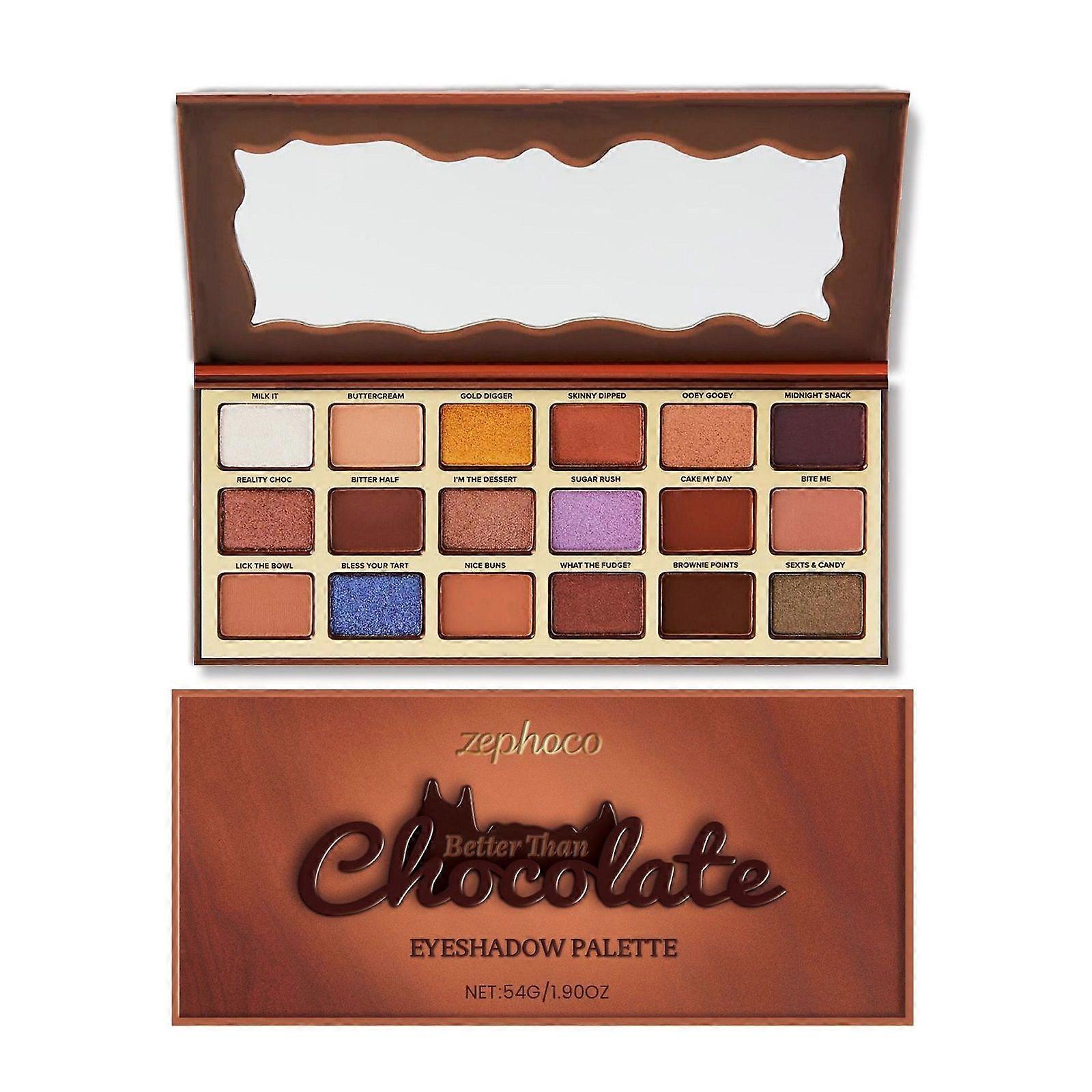 18 Color Chocolate Eyeshadow Palette Matte & Pearlescent Finish, Highly Pigmented, Blendable, Long-Lasting, Waterproof, No Fallout, Travel-Friendly w