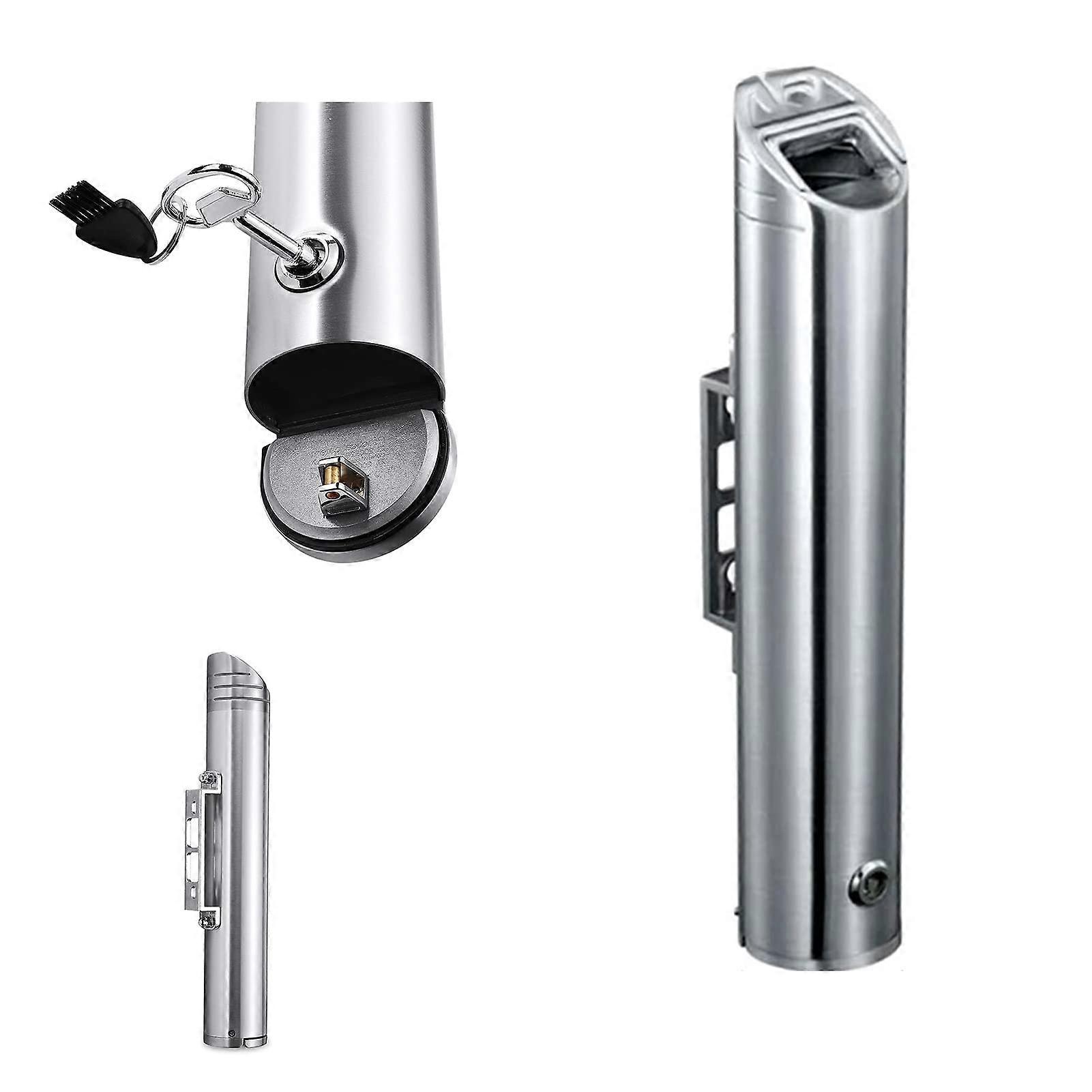 Stainless Steel Ashtray Column 48cm Aluminum Alloy Cylinder Outdoor Silver