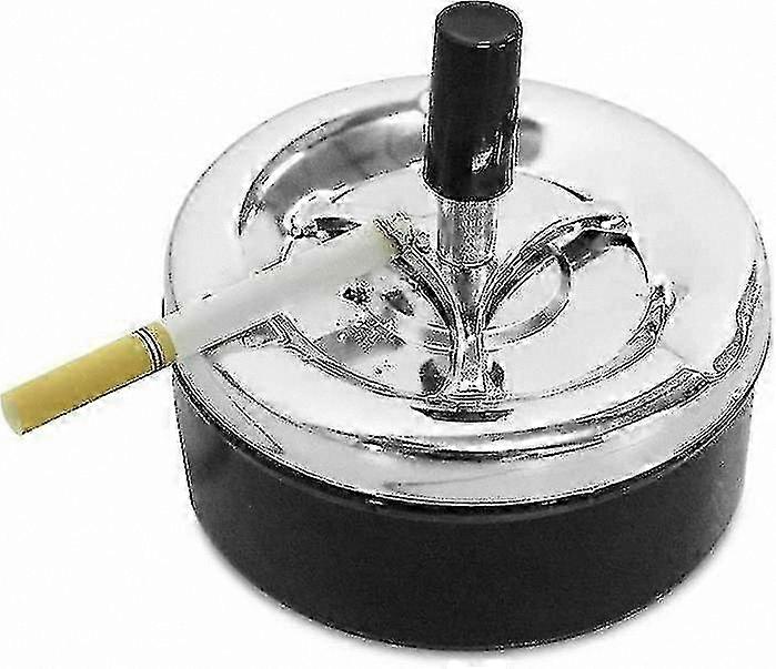 Portable Mini Round Push Down Ashtray with Spinning Tray, Durable Metal Cigarette Smoking Accessory