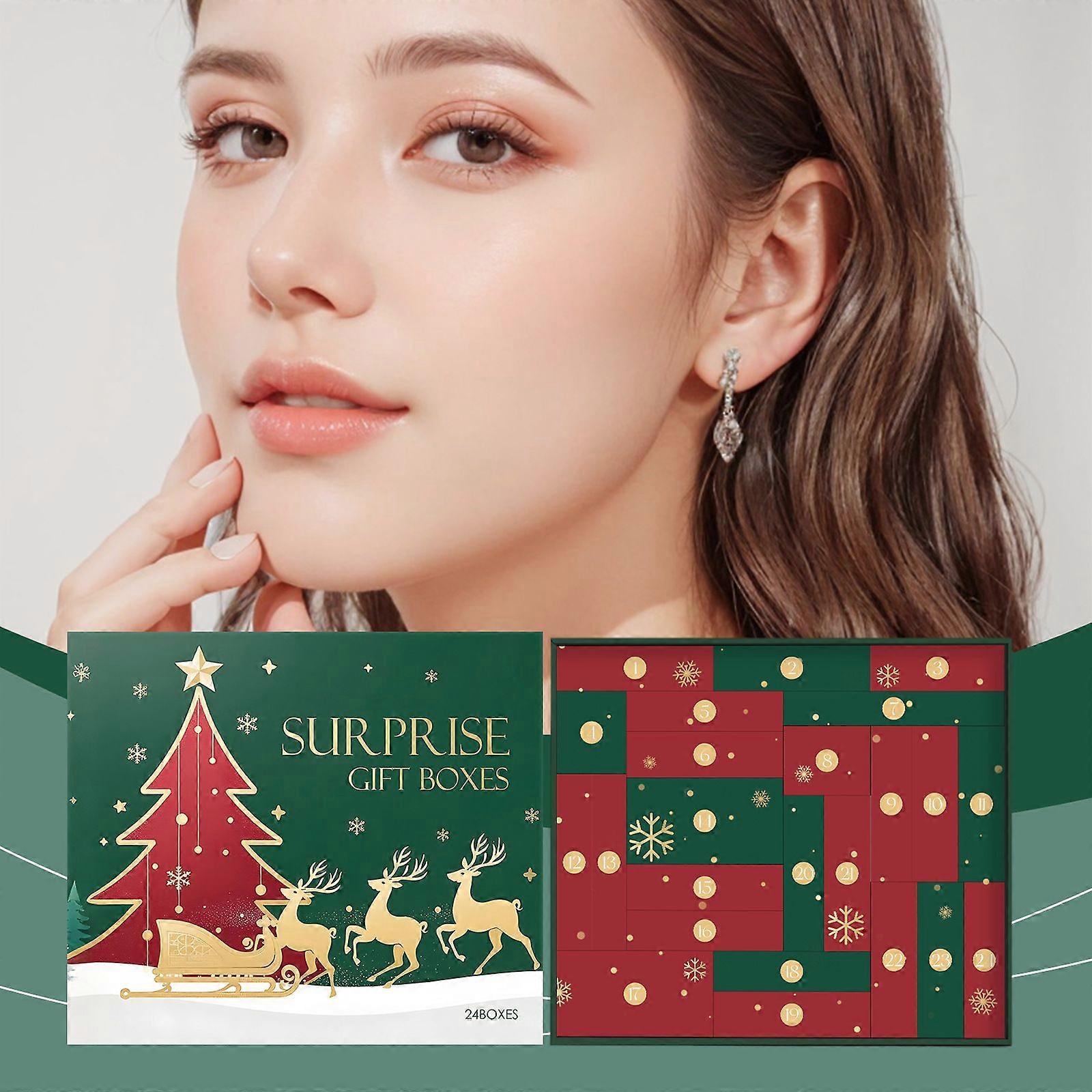 メイクアップアドベントカレンダー2025、24日間メイクアップ&コスメティックサプライズクリスマスカレンダーカウントダウンギフト女性用、メイクアップアドベントカレンダーギフトセット
