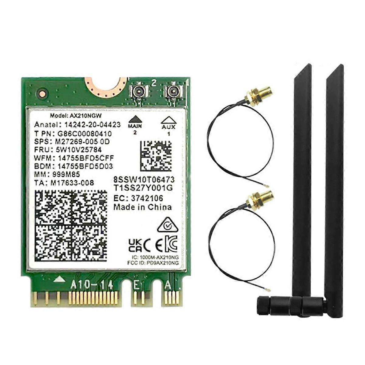 AX210NGW WiFi Card+8DBi Antenna 2.4G/5G/6Ghz Tri-Band Bluetooth 5.3