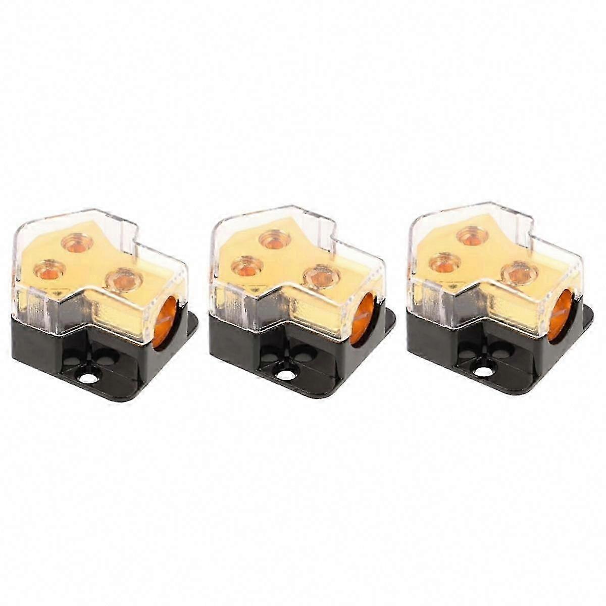 2 Way Car Audio Power Distribution Block 0/2/4 Gauge In 4/6/8 Gauge Out Ground Splitter 3PCS