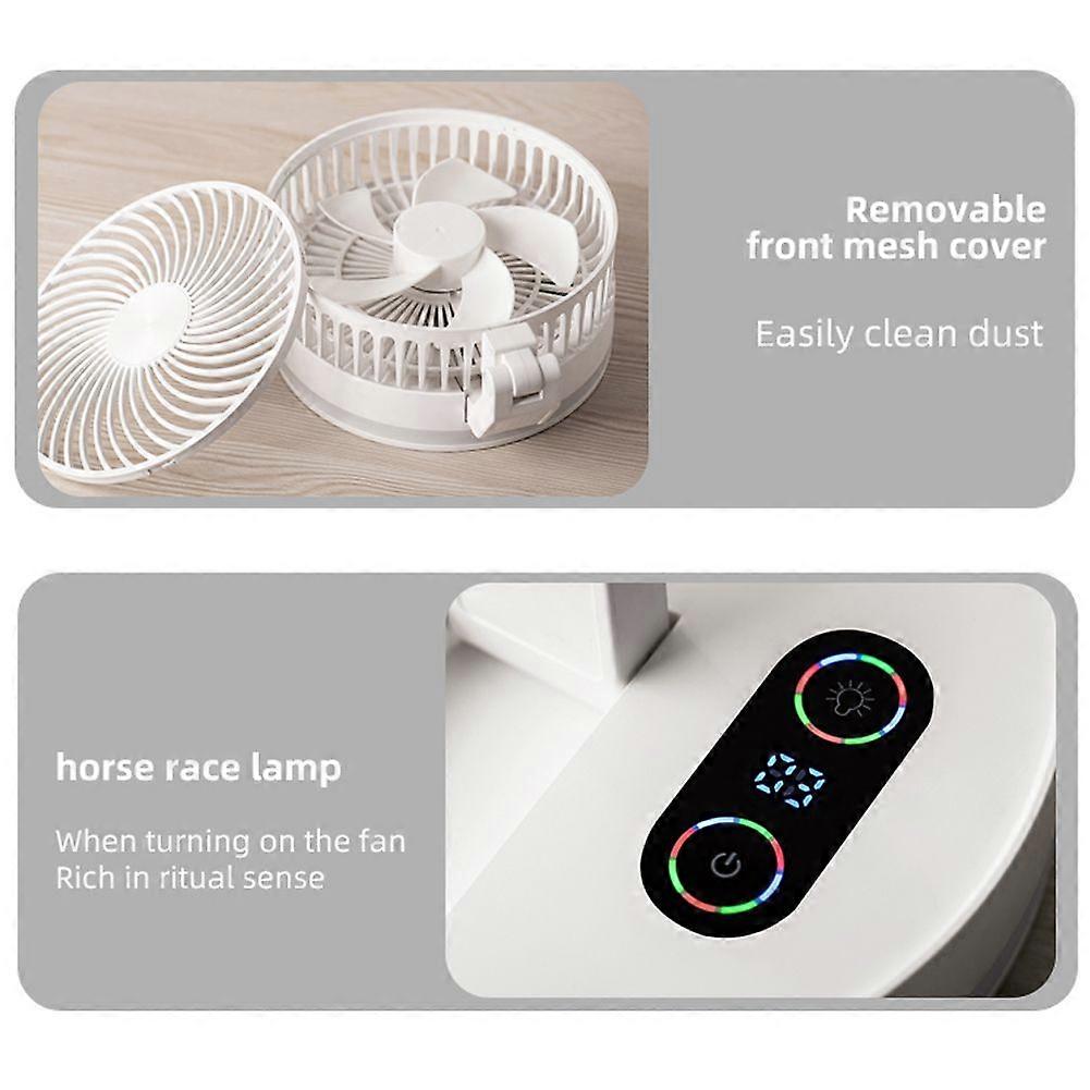 Ventilatore da campeggio pieghevole Ventilatore da tavolo ricaricabile USB Supporto per ventilatore a parete 3 velocità del vento regolabili con luce notturna per campeggio Picnic Casa Camera da letto Ki