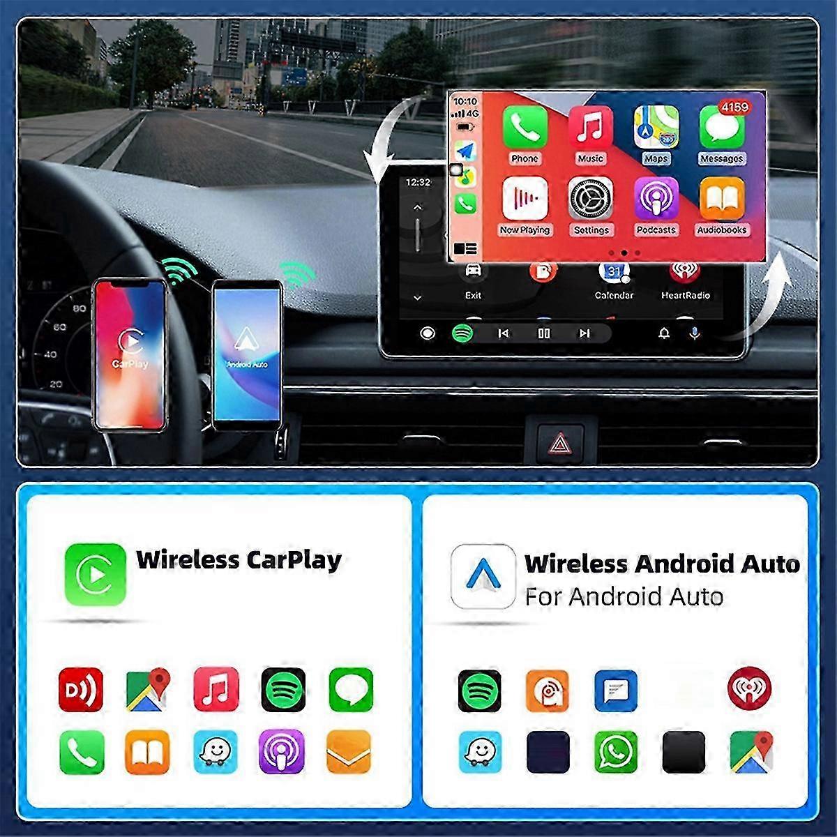 2-i-1 trådløs CarPlay og Android Auto Dongle Box for bilradio med kablet CarPlay-kompatibilitet