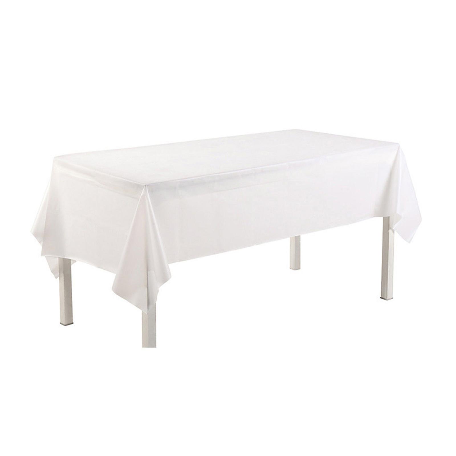 Solid Color Tablecloth Smooth Plastic Materials Easy Maintenance for Coffee Table Restaurant Home Decoration  White