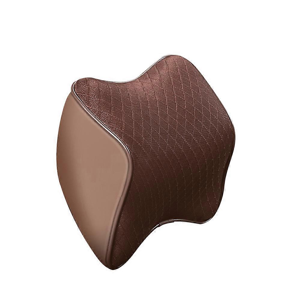 Coffee Car Seat Headrest Pillow with Mesh Neck Cushion for Comfortable Drive and Neck Support Polyester
