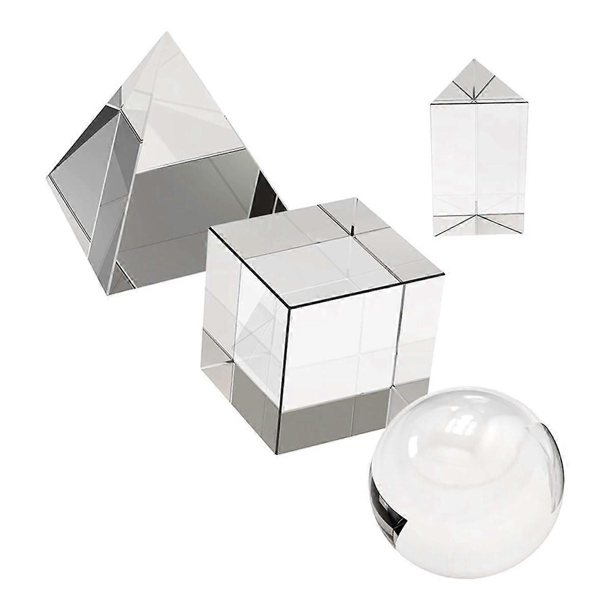 4 Pack K9 Optical Crystal P ography Prism Set,Include 55mm Ball,50mm Square and Triangular Prism