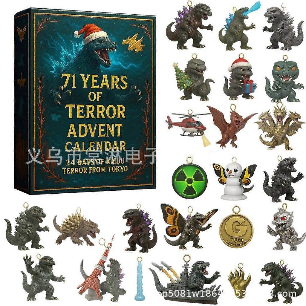 71Years Of Terror Advent Calendar, ακρυλικά ημερολόγια αντίστροφης μέτρησης Χριστουγέννων δράκων 2026, διακόσμηση στολιδιών παιχνιδιών 24 ημερών για την τάξη δέντρων γραφείου τοίχου διακοπών