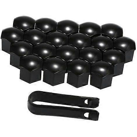 20 Pcs Universal 21Mm Wheel Nut Covers Plating Lug Nut Caps Screw Protector Black