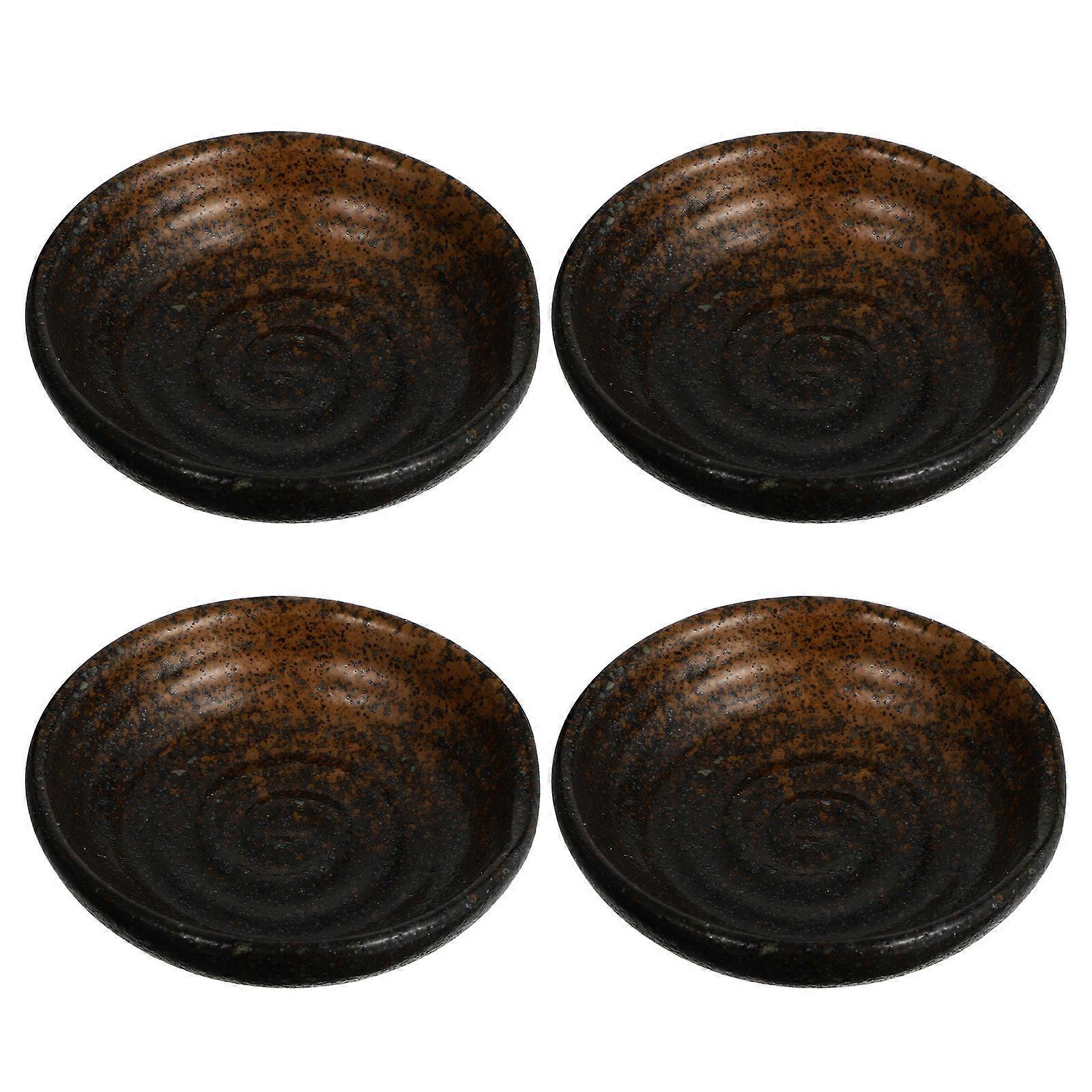 4Pcs Ceramic Seasoning Dishes for Kitchen Use Round Sauce Bowls