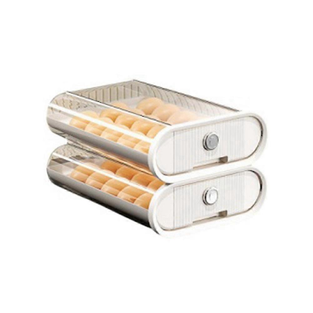 Boîte de rangement d’œufs anti-odeur avec support à œufs empilable pour réfrigérateur - Organisateur à roulement automatique