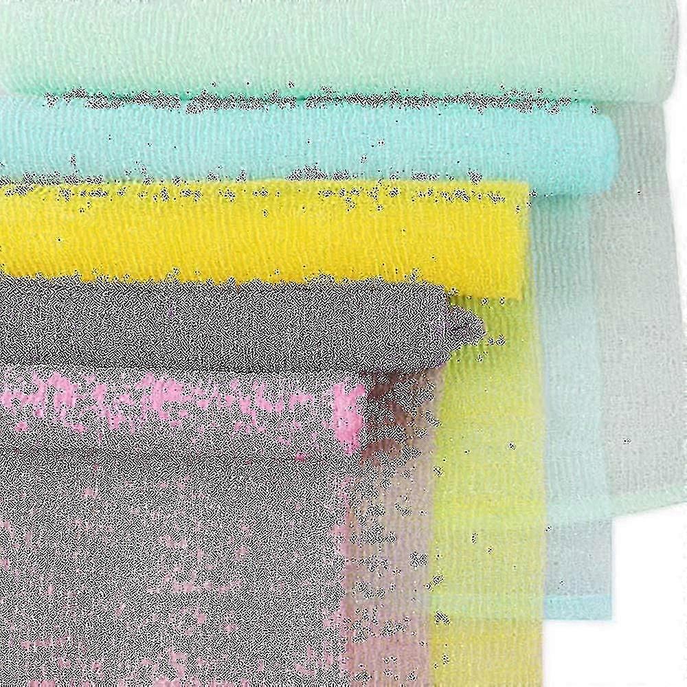 5 Pcs Multicolor Japanese Nylon Exfoliating Shower Scrub Bath Washing ...