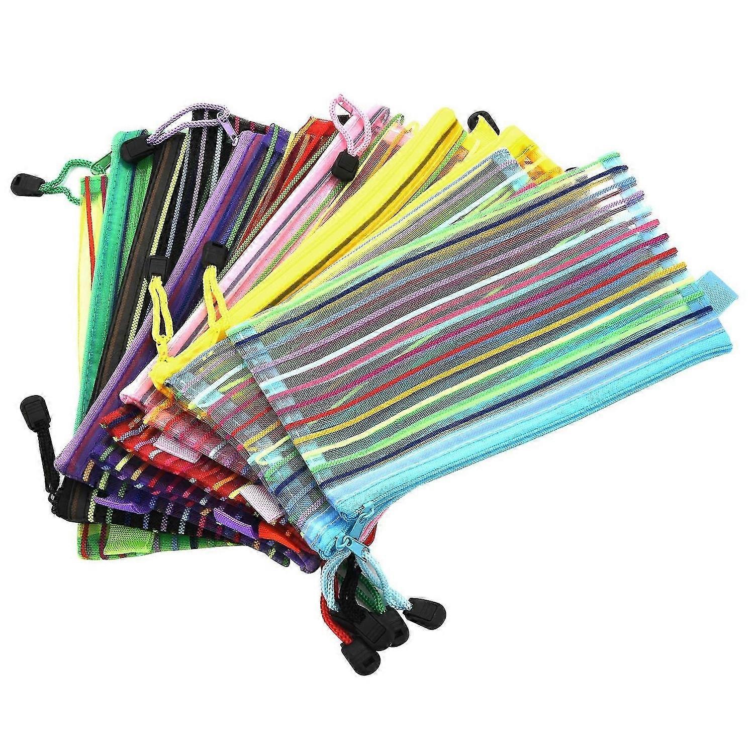 A6 Zipper Mesh Pouch, Colorful Pencil Bag Document Bag (14 Pieces)