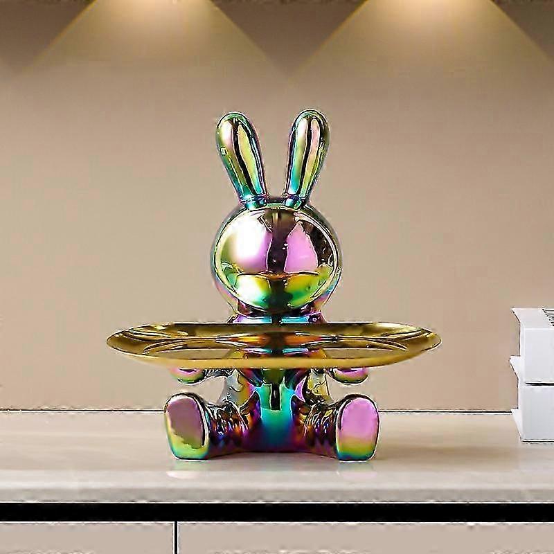 Sculpture Ceramics Colorful Plating Rabbit Storage Box Statue Bunny Ornament 2025
