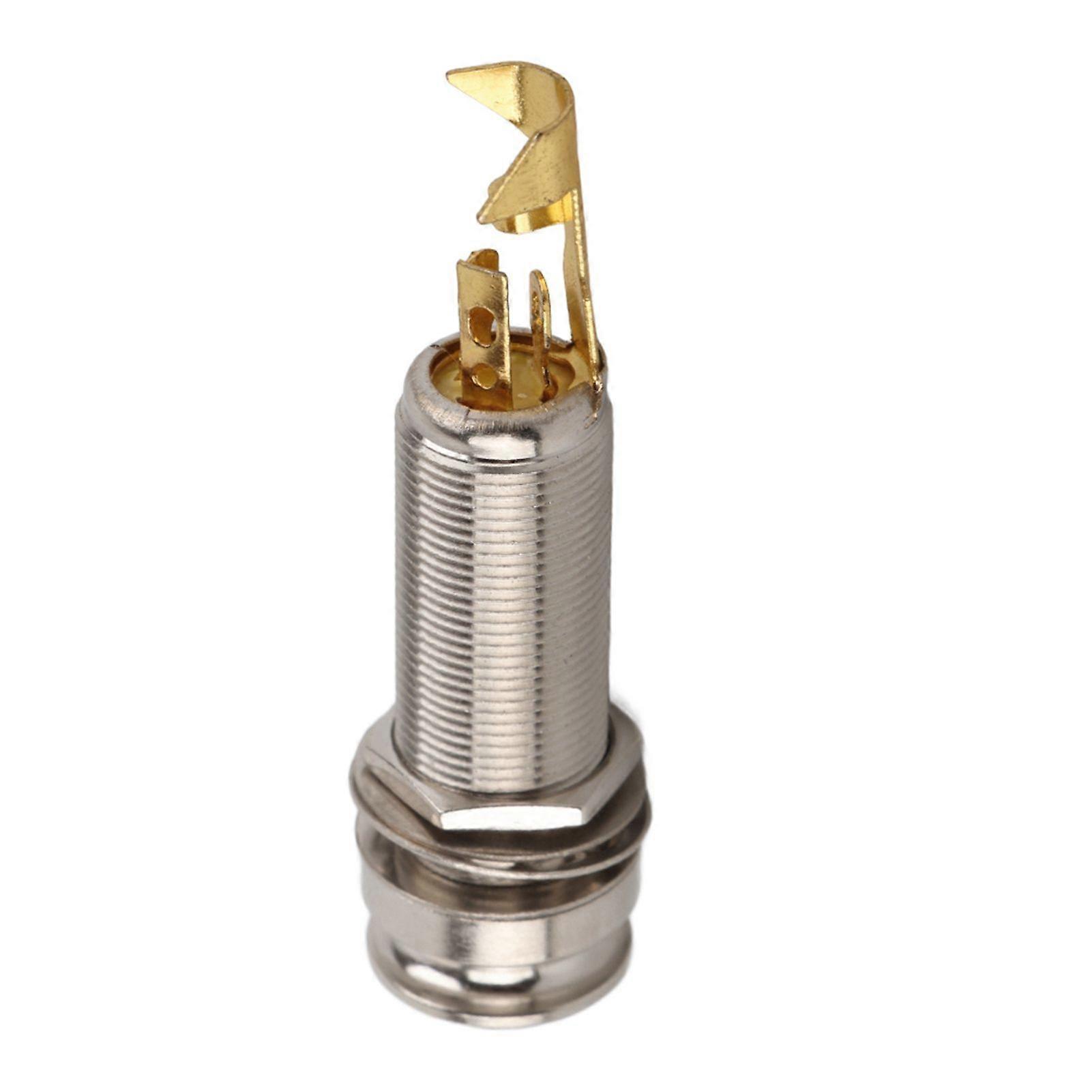 Copper Stereo End Pin Jack Socket for Electric Guitar Ukulele Pickup Silver Gold