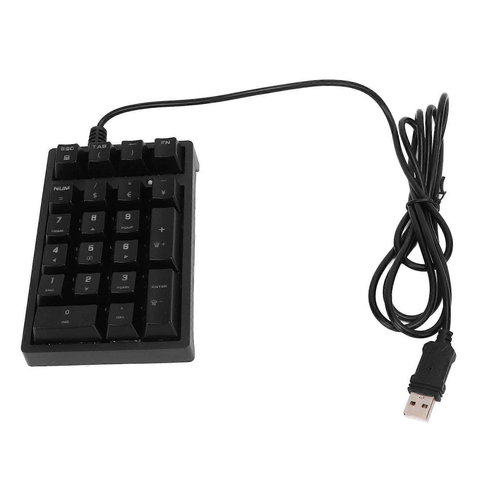 Mechanical Numeric Keypad Wired 21 Keys Blue Switch Color LED USB Portable K21 Numpad for Laptop PC Computer