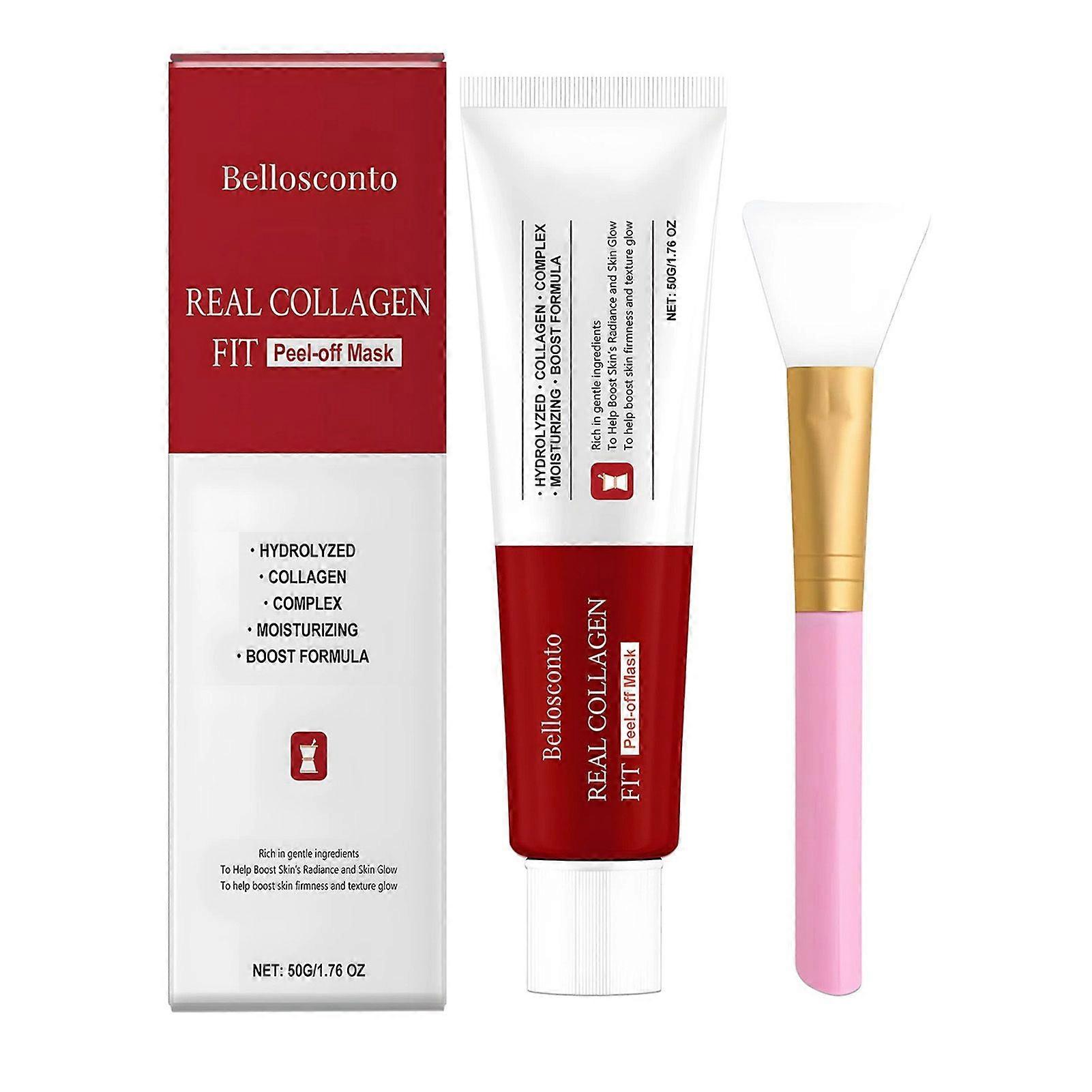 Real Collagen Fit Peel Off Mask, Hydrolyzed Collagen Wrapping Mask, Deep Nourishing Facial Mask for All Skin Types