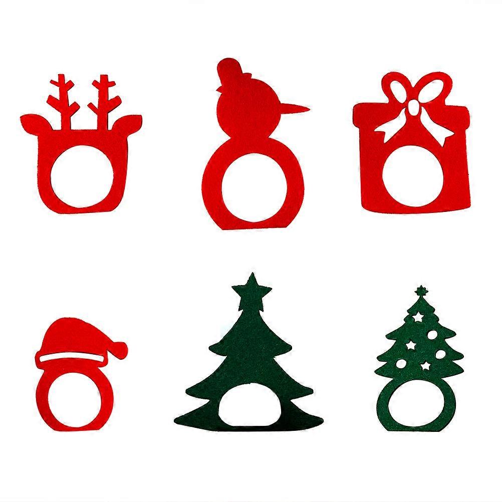Holiday Napkin Holders 6Pcs Christmas Elements Shape Napkin Rings Casual Dinning Table Accessories Assorted Color Table Setting