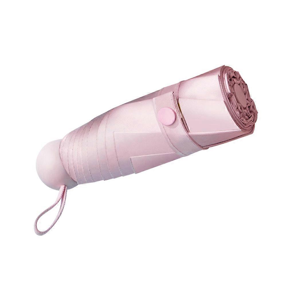 Capsule Type Foldable Sunshade Umbrella for Sun Protection Pink Mini