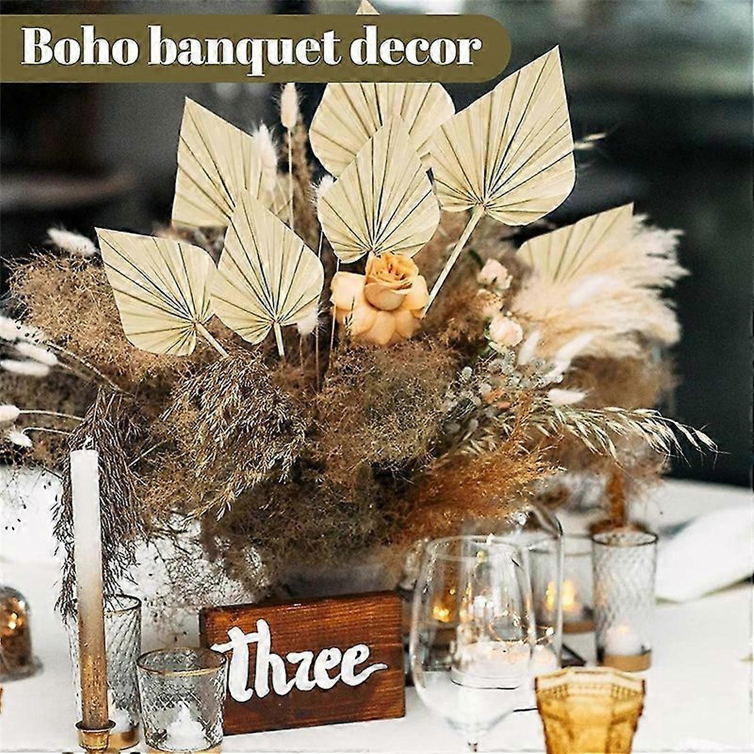 20Pcs Boho Dried Palm Spears Leaves, with Stem Dried Leaf Decor Vase