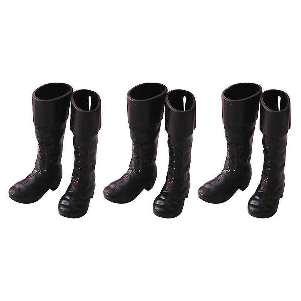 Decorative Boot Model Mini Doll Shoes for Decor 3Pairs Black ABS