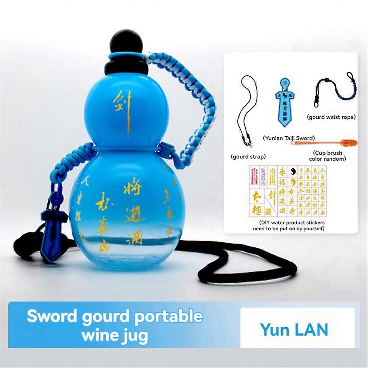 Chinese Retro-Inspired Gourd Style Water Bottle 800ML Gradient Blue