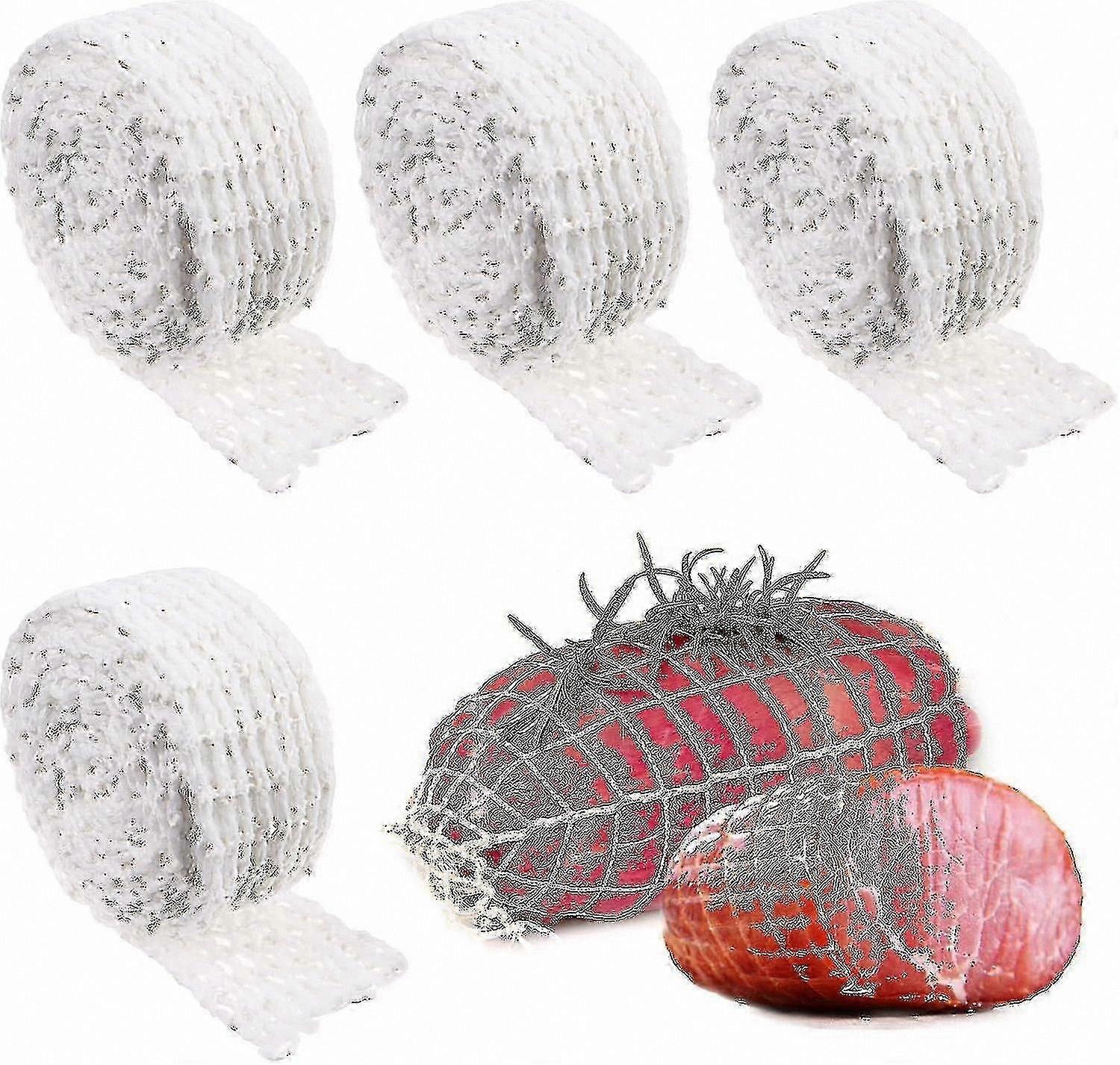 4-Pack Elastic Meat Netting Rolls, Size 16, Smoked Poultry and Ham Butcher Twine for Meat Preparation